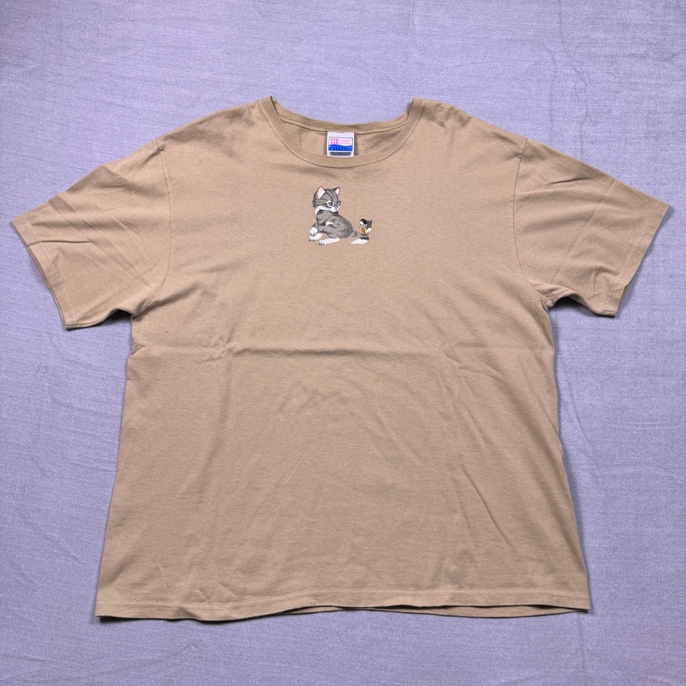 Hanes Her Way Essential Accents Womens Extra Large‎ T Shirt Cat Bird Graphic